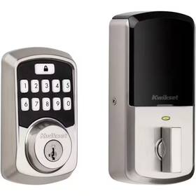 Kwikset 313048267299 Aura Satin Nickel Bluetooth Smart Lock Deadbolt Keypad With Smartkey