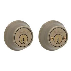 Kwikset 313051061013 665 Antique Brass Double Cylinder Deadbolt Featuring Smartkey Security And Micro