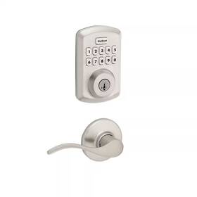 Kwikset 313084491412 Powerbolt 250 Satin Nickel Single Cylinder Keypad Electronic Deadbolt With Smart