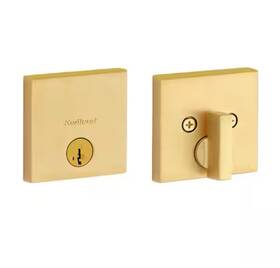 Kwikset 313105776764 258 Downtown Satin Brass Single Cylinder Square Low Profile Deadbolt Featuring S