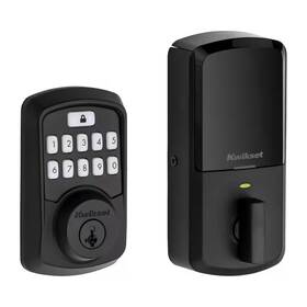 Kwikset 313111872870 Aura Matte Black Single Cylinder Electronic Bluetooth Keypad Smart Lock Deadbolt