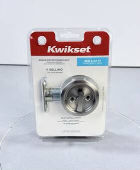 335-15 Kwikset Round Privacy Bed/bath Pocket Door Lock - Satin Nickel