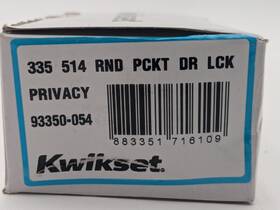335-514 Kwikset Round Privacy Bed/bath Pocket Door Lock Matte Black