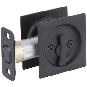 335sqt-514 Kwikset Square Privacy Bed/bath Pocket Door Lock Matte Black