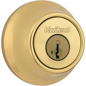 Kwikset 445011237213 660 Polished Brass Single Cylinder Deadbolt Featuring Smartkey Security And Micr