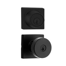 Kwikset 445014072071 660 Contemporary Square Matte Black Single Cylinder Deadbolt With Pismo Bl