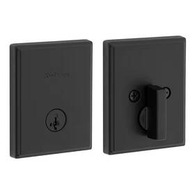 Kwikset 445053733759 Crosstown Matte Black Single Cylinder Low Profile Rectangle Keyed Door Deadbolt