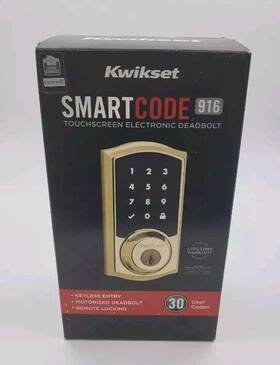 61120-001 Kwikset New Smart Code 916 Door Lock Gold