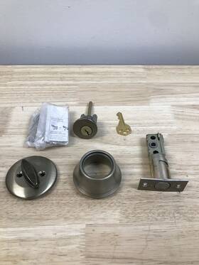 660-5v1 Kwikset 660 Single Standard Cylinder Deadbolt - Antique Brass