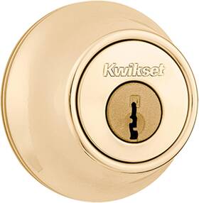 6603rcal Kwikset 660 Deadbolt Lock Polished Brass Round Exterior Keyed Front Entry Doo
