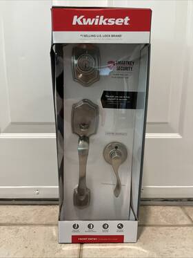96870-099 Kwikset 687bwxp Belleview Front Door Lock Handle And Deadbolt Set Satin Nickel