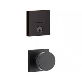 Kwikset 705353055966 Downtown Low-profile Iron Black Square Single Cylinder Contemporary Deadbolt Fea