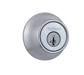 Kwikset 754034321494 660 Deadbolt Lock Satin Chrome Round Exterior Keyed Front Entry Doo