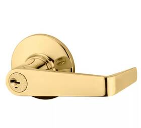 756knl3smt Kwikset Polished Brass Kingston Push Button Lever Featuring Smartkey