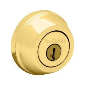 Kwikset 883351151924 780 Deadbolt Lock Polished Brass Round Exterior Keyed Front Entry D