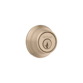 Kwikset 883351183888 660 Deadbolt Lock Antique Brass Round Exterior Keyed Front Entry Do