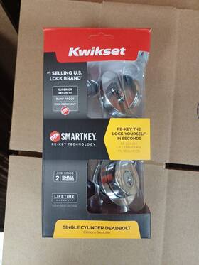 158rdt26smtrcalrcs Kwikset 883351463461 Single Cylinder Deadbolt 91580-004 - Polished Chrome