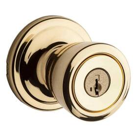 Kwikset 883351556545 Abbey Polished Brass Entry Door Knob Featuring Smartkey Security