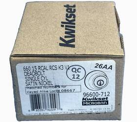 Kwikset 883351762298 New 660 Single Cylinder Deadbolt Satin Nickel Finish Nos Free S&h