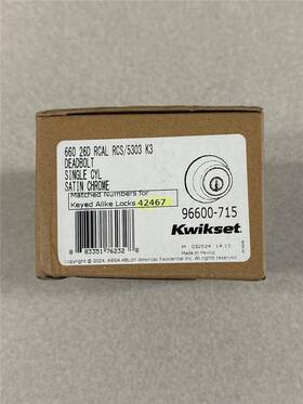 9600-715 Kwikset 883351762328 Single Cylinder Deadbolt- Satin Chrome