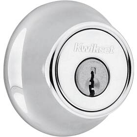 Kwikset 883351762403 660 Deadbolt Lock Polished Chrome Round Exterior Keyed Front Entry