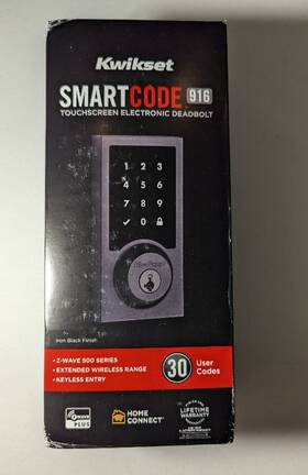 Kwikset 883351859455 Smartcode 916 Touchscreen Electronic Deadbolt Z-wave Iron Black Finish