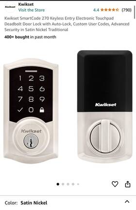 Kwikset 883351873543 New Smartcode 270 Keyless Electronic Touchpad Deadbolt Auto Door Lock Smartkey