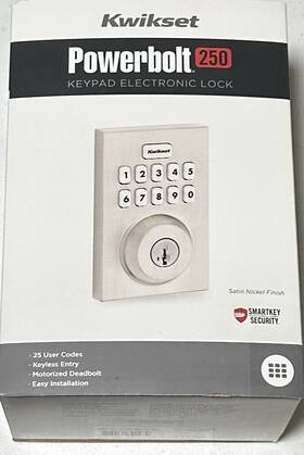 Kwikset 883351891257 Powerbolt 240 Electronic Keypad Entry Door Lock Satin Nickel Metal