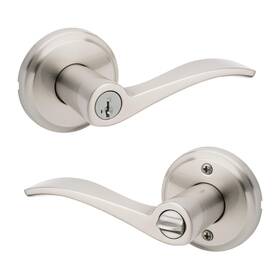 Kwikset 883351921268 Sedona Entry Door Handle With Lock And Key Keyed Satin Nickel