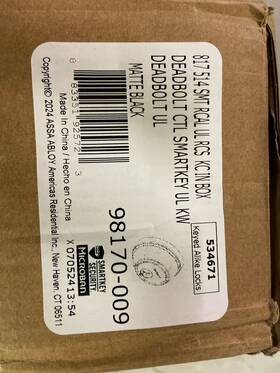 Kwikset 883351925723 817 Matte Black Smartkey Deadbolt With Microban Keyed Entry Door Lock
