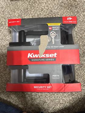 Kwikset 883351981293 Perth Matte Black Entry Door Handle And Deadbolt Combo With Smartkey Security