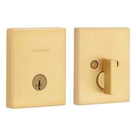 Kwikset 883351989275 San Clemente Satin Brass Rectangle Low Porfile Single Cylinder Deadbolt