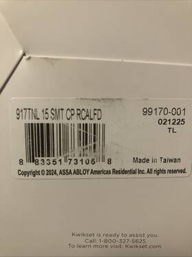 Kwikset 883361731058 Programmable Keypad Door Lock Smartcode 917 Satin Nickel Finish Nib