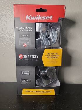 91580-010 Kwikset Smart Key Single Cylinder Deadbolt Bright Chrome