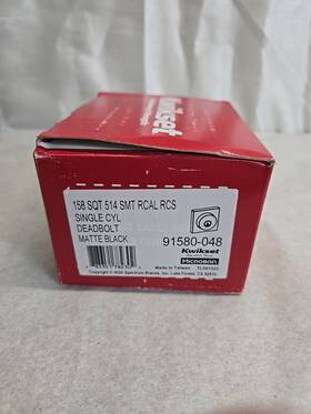 91580-048 Kwikset Single Cylinder Deadbolt Matte Black