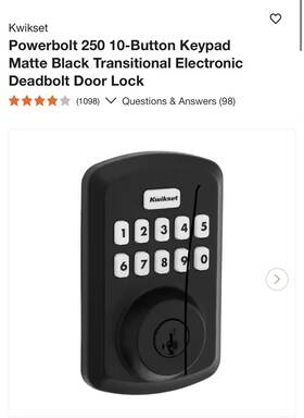 9250trs514smtrb Kwikset Powerbolt 250 10-button Keypad Black Transitional Electronic Deadbolt