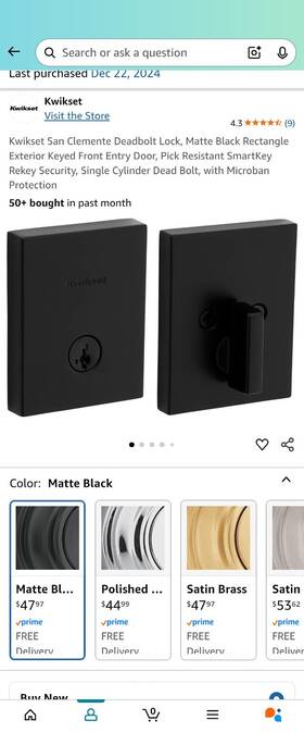 92580-048 Kwikset Set Of 2 - San Clemente Deadbolt Lock Matte Black