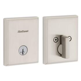 92580-086 Kwikset Crosstown Deadbolt Lock Satin Nickel Rectangular Exterior Keyed Fro