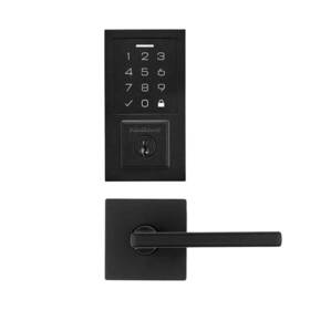 9270smt720hflsq Kwikset Smartcode 270 Touchpad Single Cylinder Electronic Deadbolt With Halifax Square Blac