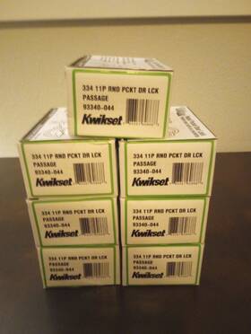 93340-044 Kwikset Lot Of 7- 334 11p Round Passage Pocket Door Lock Brushed Bronze
