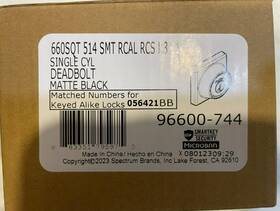 9660-744 Kwikset Nib Deadbolt Smartkey 660s Quart 514 Smt Rcal Rcs/5303 K3 Matte Black