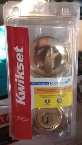 96600-668 Kwikset Polished Bright Brass Mobile Home Deadbolt Lock