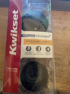 96600-673 Kwikset Single Cylinder Deadbolt Matte Black Model