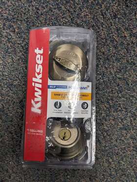 96600-674 Kwikset New Single Cylinder Deadbolt In Antique Brass Microban