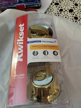 96600-675 Kwikset Single Cylinder Deadbolt Door Lock Polished Brass -