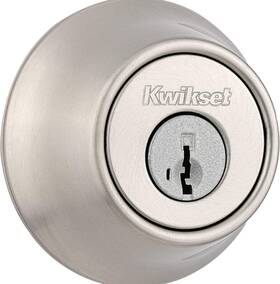 96600-728 Kwikset 660 Deadbolt Lock Satin Nickel Round Exterior Keyed Front Entry Door P