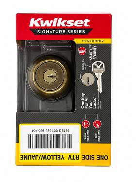 96600-749 Kwikset Signature Series Smartkey Deadbolt Antique Brass Single Cylinder
