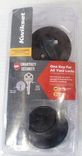 96600-751 Kwikset Smartkey Single Cylinder Deadbolt Venetian Bronze Finish