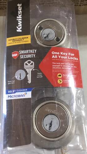 96650-516 Kwikset 665 Double Cylinder Adjustable Latch Deadbolt With Smartkey Satin Nickel