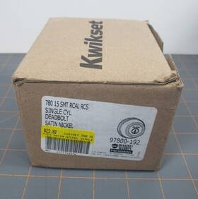 97800-192 Kwikset Single Cylinder Deadbolt With Smartkey Satin Nickel